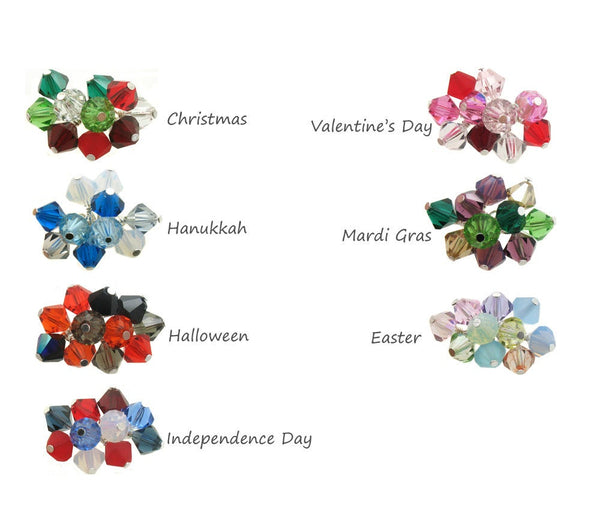 Holiday Mix Crystal Bead Charms - 6mm Czech Glass Bicone Bead Charm Dangles - Adorabilities Charms & Trinkets