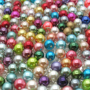 Small Bracelet Charms - 6mm Glass Pearl Bead Dangles DIY Charm Bracelets Bulk - Adorabilities Charms & Trinkets