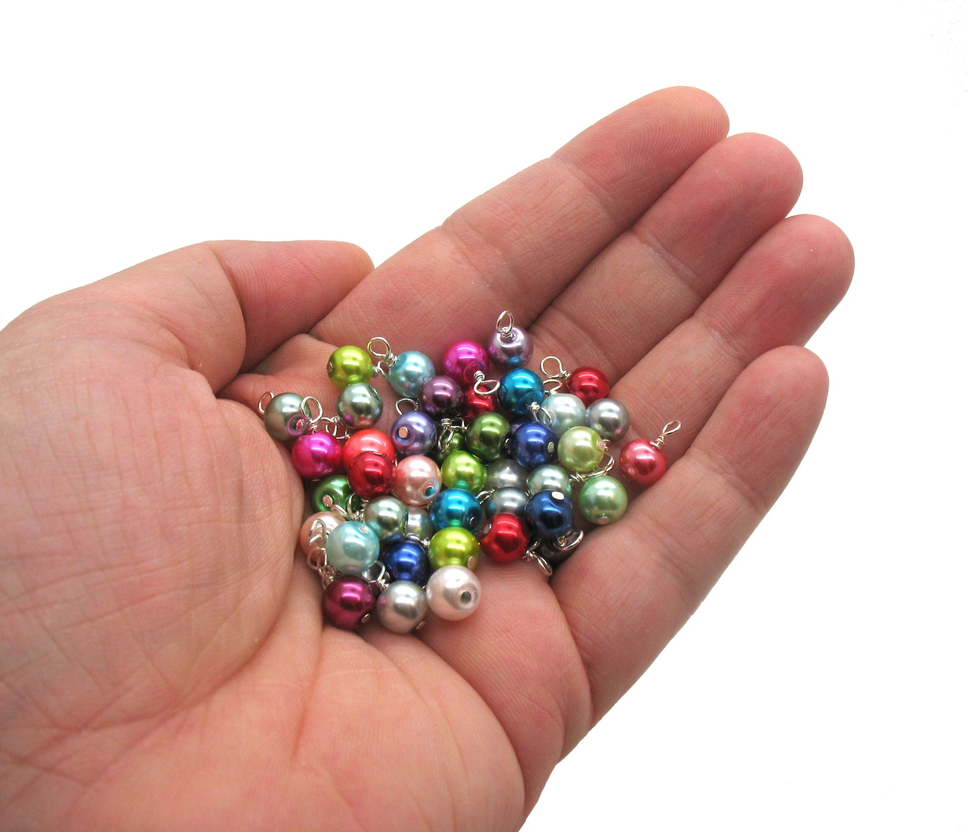 Small Bracelet Charms - 6mm Glass Pearl Bead Dangles DIY Charm Bracelets Bulk - Adorabilities Charms & Trinkets