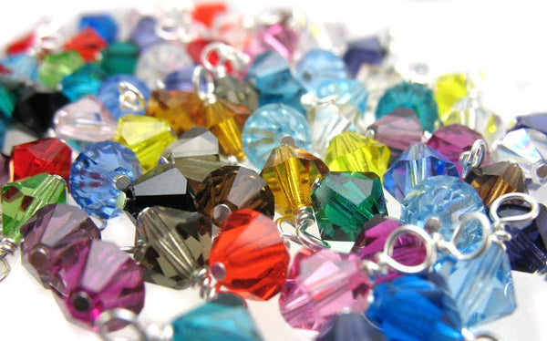 Crystal Bead Charms Grab Bag - Bulk 6mm Czech Glass Bicone Bead Charms - Adorabilities Charms & Trinkets