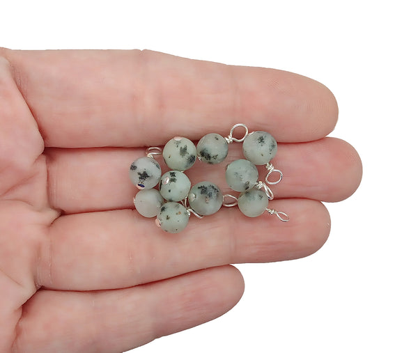 Kiwi Jasper 6mm Bead Charms, 5 or 10 pcs, Natural Gemstone Dangles