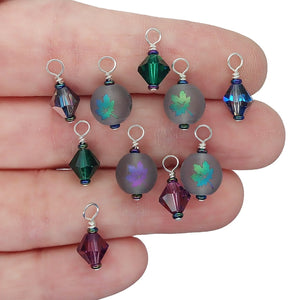 Beautiful Fall Leaf Bead Charms with Crystal Dangles - Adorabilities Charms & Trinkets