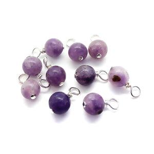 Lepidolite 6mm Bead Charms, Gemstone Dangles - Adorabilities Charms & Trinkets