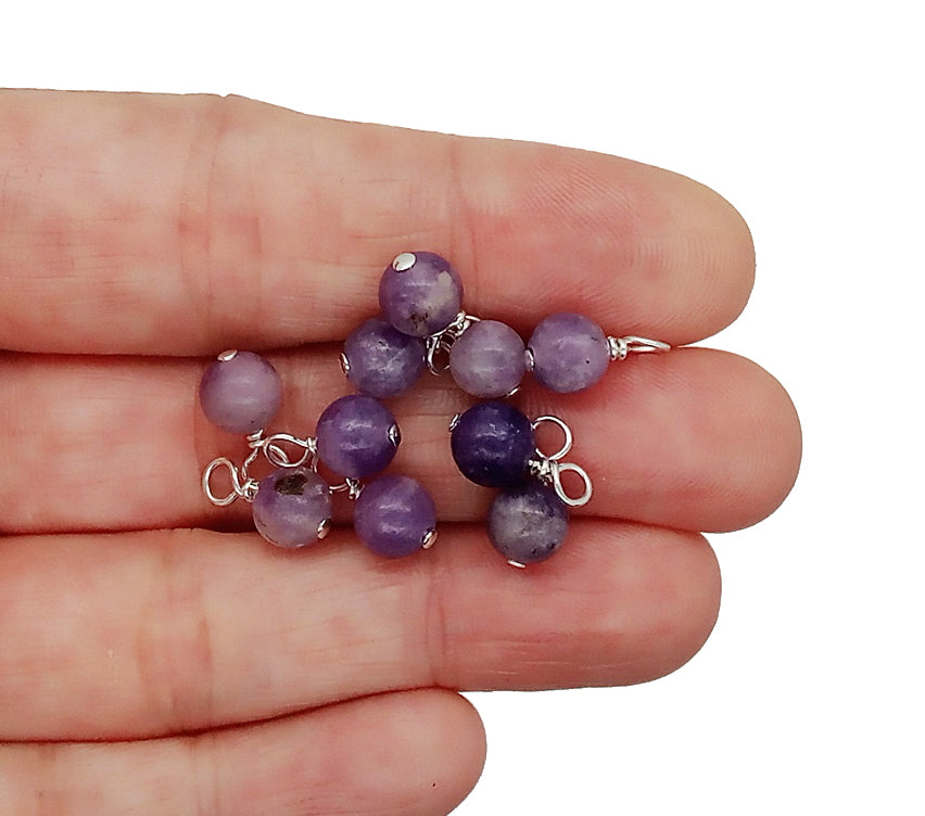 Lepidolite 6mm Bead Charms, Gemstone Dangles - Adorabilities Charms & Trinkets