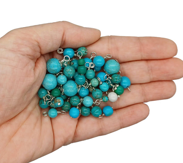 Mixed Magnesite Bead Charms, 20pc Blue Stone Dangles