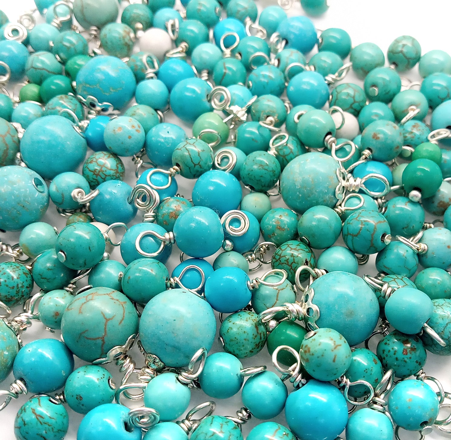 Mixed Magnesite Bead Charms, 20pc Blue Stone Dangles