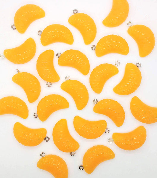 Orange Slice Charms - Food Fruit Resin Cabochon Charms - Adorabilities Charms & Trinkets