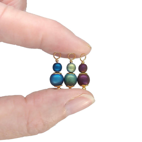 Pretty Purple Blue & Green Fancy Bead Dangles, with Gold-Tone Wire - Adorabilities Charms & Trinkets