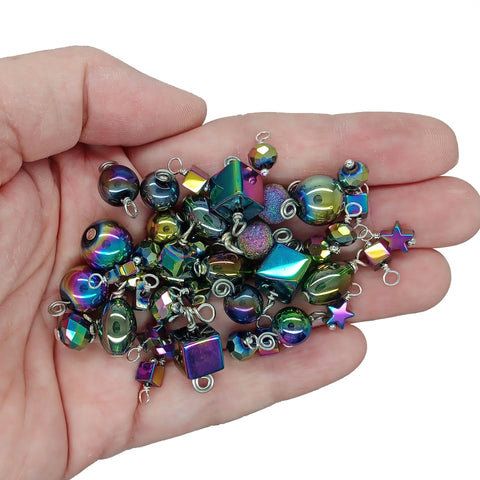 Metallic Rainbow AB Glass Bead Charm Mix, 25 pieces - Adorabilities Charms & Trinkets