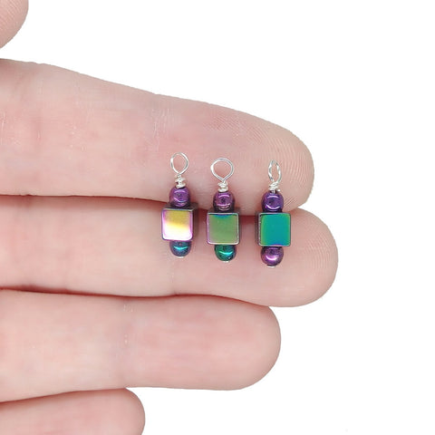Tiny Multicolored Cube Bead Charms - Adorabilities Charms & Trinkets