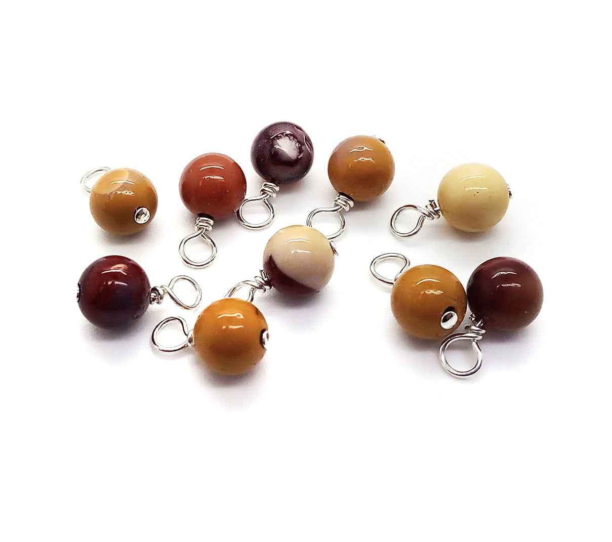 Mookaite Bead Charms, Brown 6mm Gemstone Dangles - Adorabilities Charms & Trinkets
