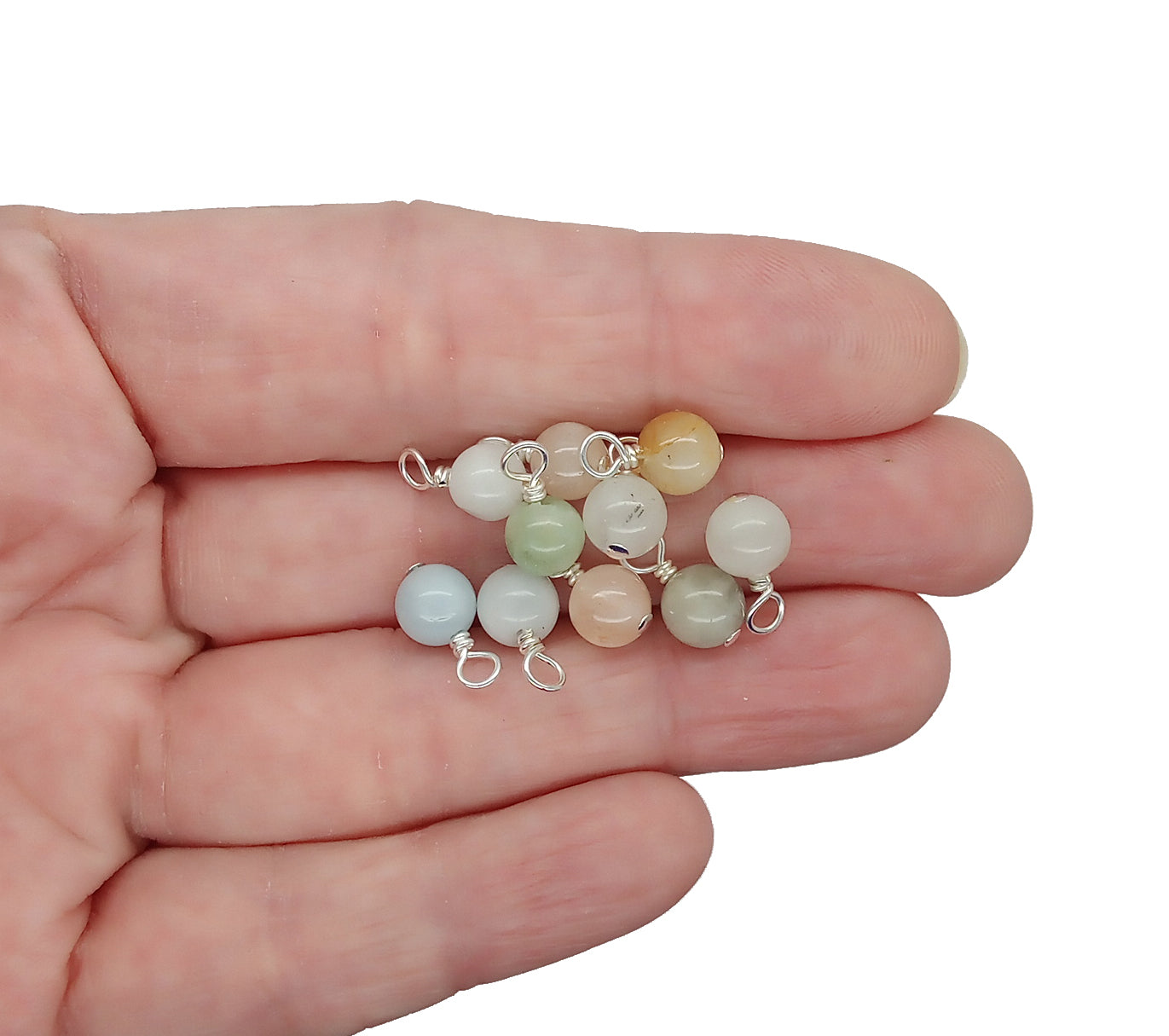 Morganite 6mm Bead Charms, 5 or 10 pcs, Natural Gemstone Dangles