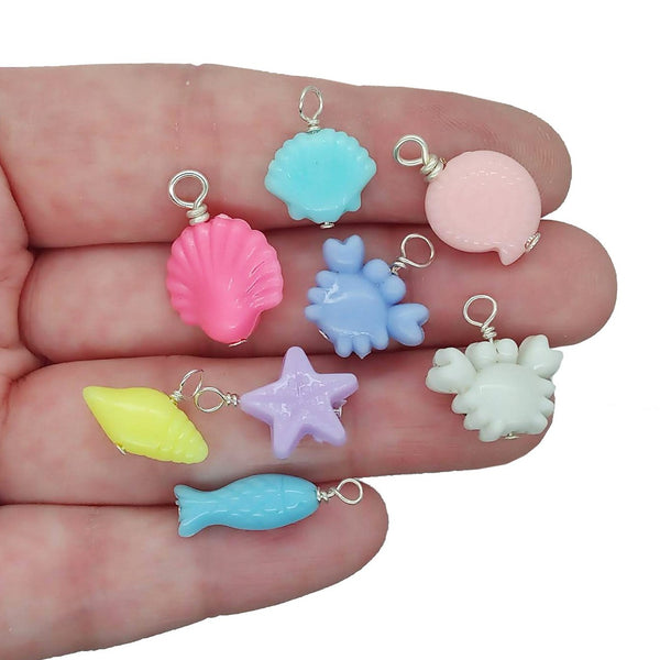 Seashore Charms - Kawaii Acrylic Charms - Crabs Shells Fish Beads - Adorabilities Charms & Trinkets