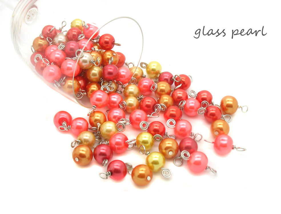 Orange Bead Charms - 25 pc Grab Bag Acrylic Glass Crystal Natural Styles - Adorabilities Charms & Trinkets
