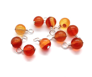 Orange Carnelian 6mm Bead Charms, 6mm Gemstone Dangles - Adorabilities Charms & Trinkets