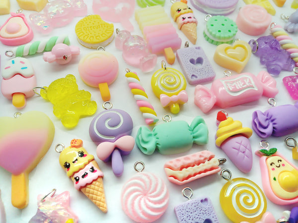 Pastel Food Charm Assortment, 20 pc Kawaii Candy and Sweets