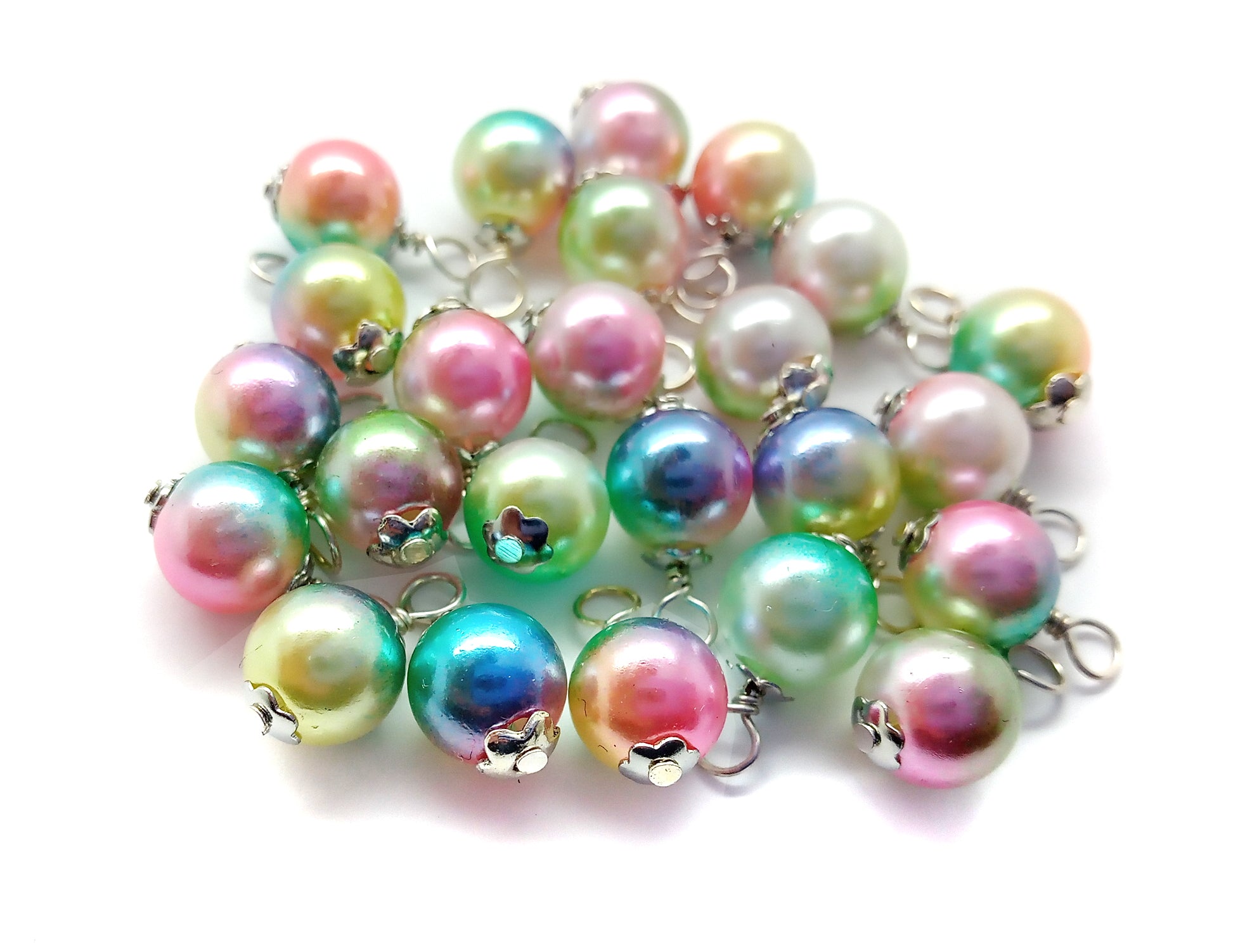 Pastel Ombre Dangles, Colorful Bead Charm Mix, Set of 10 pieces