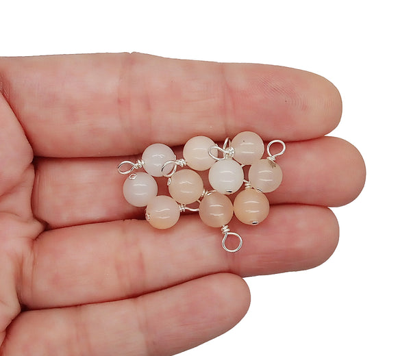 Peach Aventurine 6mm Bead Charms, Gemstone Dangles - Adorabilities Charms & Trinkets