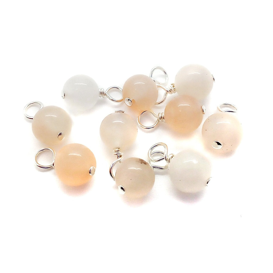 Peach Aventurine 6mm Bead Charms, Gemstone Dangles - Adorabilities Charms & Trinkets