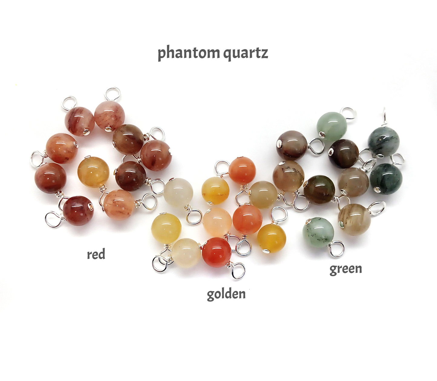 Red Phantom Quartz 6mm Gemstone Bead Dangles - Adorabilities Charms & Trinkets