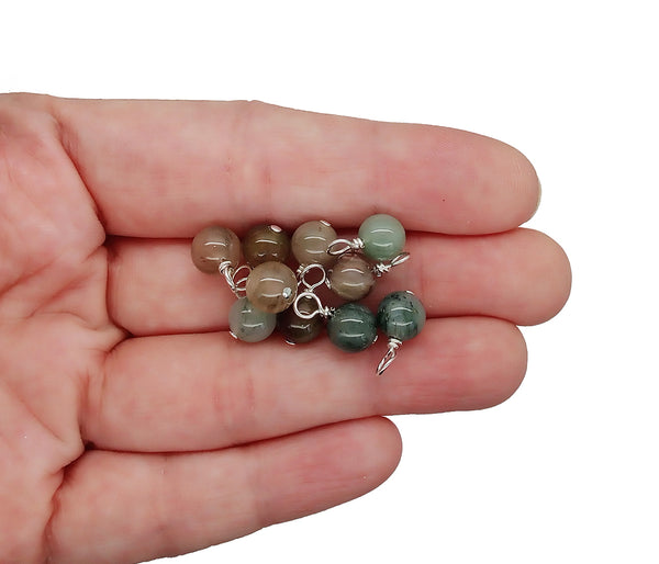 Green Phantom Quartz 6mm Gemstone Bead Charms - Adorabilities Charms & Trinkets