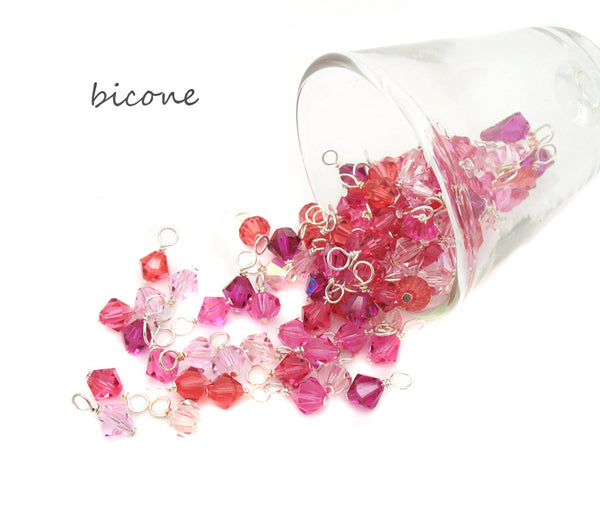 Pink Bead Charms - 25 pc Grab Bag Acrylic Glass Crystal Natural Styles - Adorabilities Charms & Trinkets