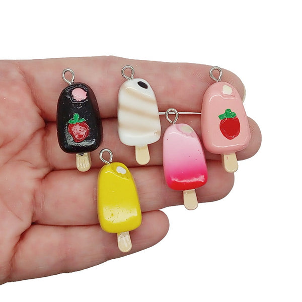Cute Popsicle Pendants, Resin Cabochon Ice Cream Charms - Adorabilities Charms & Trinkets