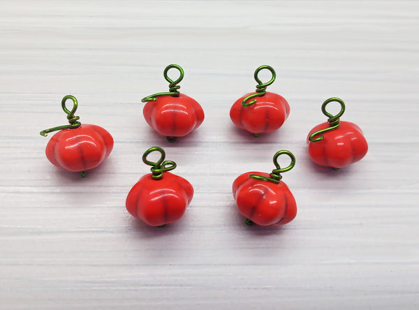 Cute Little Pumpkin Charms, set of 8 with Stems - Adorabilities Charms & Trinkets