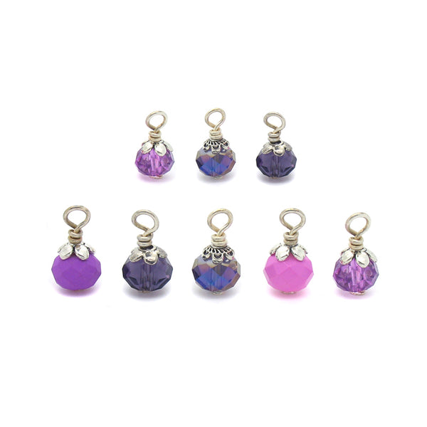 Purple Bead Charms - 25 pc Grab Bag Acrylic Glass Crystal Natural Styles - Adorabilities Charms & Trinkets