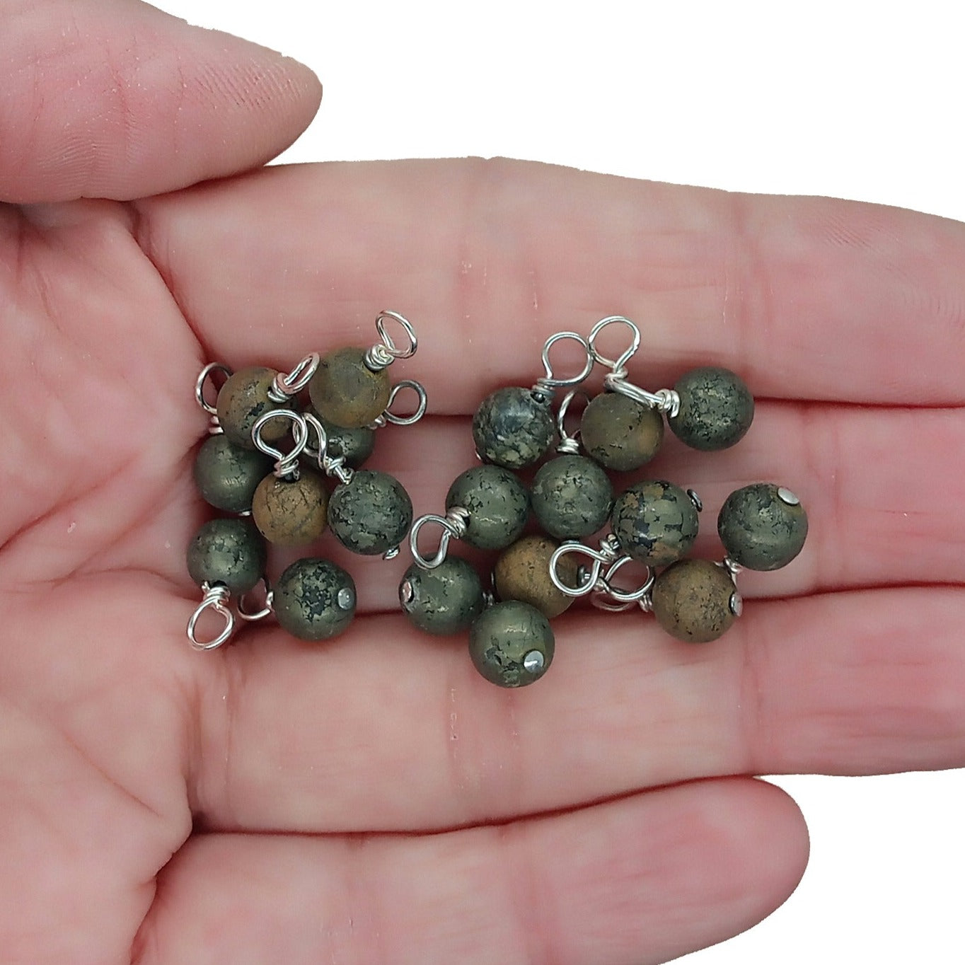 Pyrite 6mm Bead Charms, 10pc Gemstone Dangles - Adorabilities Charms & Trinkets