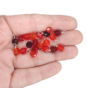 Red Czech Glass Bead Charms, 6mm Faceted Bead Dangle Charms - Adorabilities Charms & Trinkets