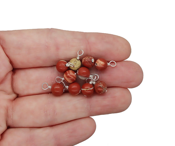 Red River Jasper 6mm Bead Charms, Brecciated Jasper Gemstone Dangles - Adorabilities Charms & Trinkets