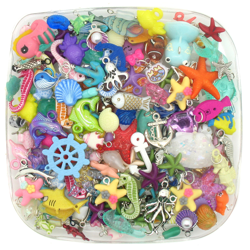 200pcs Ocean Animal Charms Marine Life Charms Stainless Steel Pendants 10  Styles Sea Animals Fish Sea Shell Anchor Starfish Charms for Hawaii Earring  Necklace Bracelet Jewelry Making 