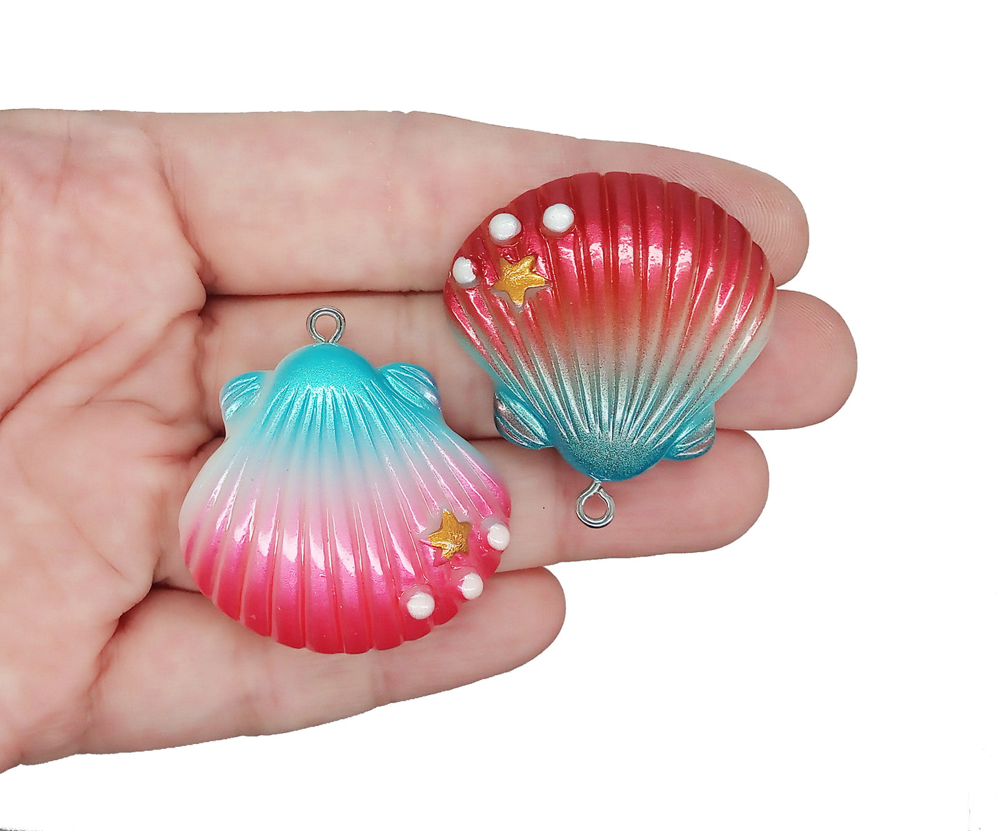 Big Seashell Charms, Colorful Resin Cabochon Flatback Pendants - Adorabilities Charms & Trinkets