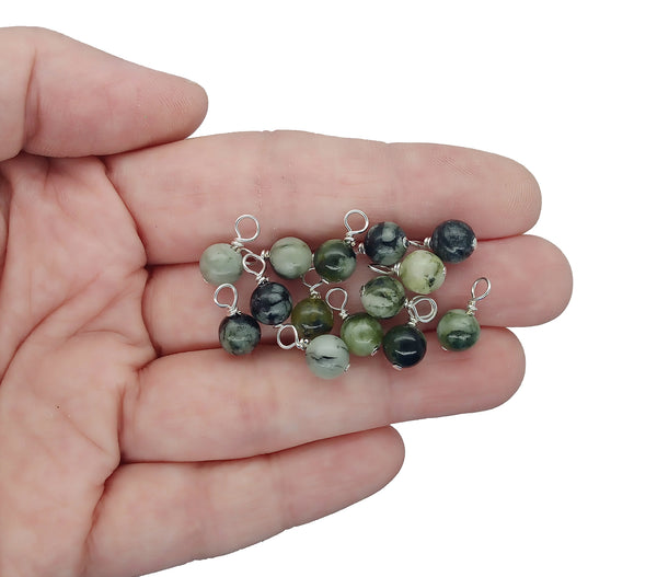 Serpentine 6mm Bead Charms, Gemstone Dangles - Adorabilities Charms & Trinkets