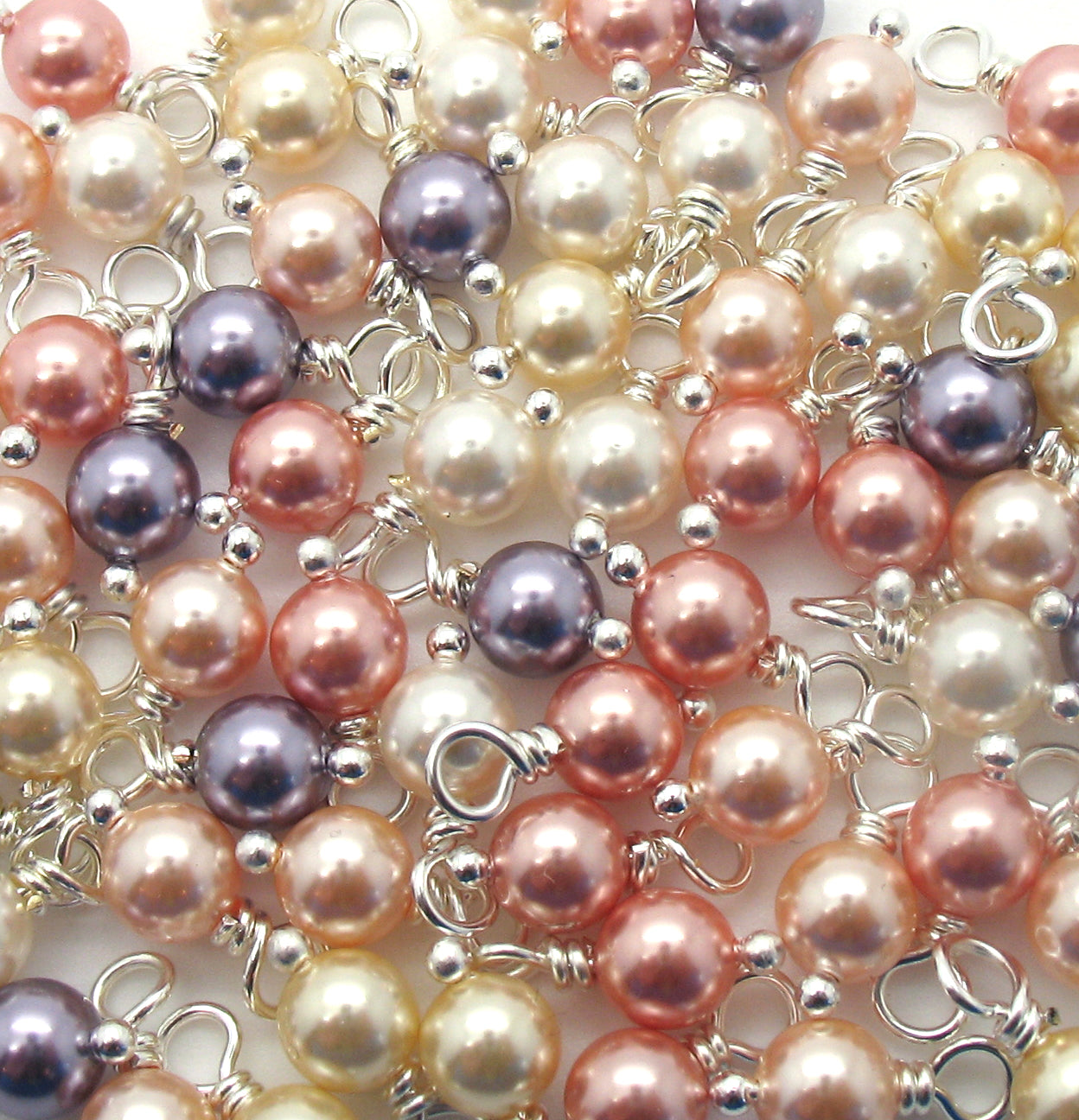 Charms made with Swarovski Crystal Pearls - Peach Cream Mauve 6mm Bead Dangles - Adorabilities Charms & Trinkets