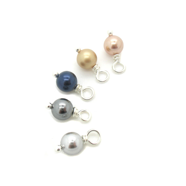 Charms made with Swarovski Crystal Pearls - Navy Gold & Silver 6mm Bead Dangles - Adorabilities Charms & Trinkets