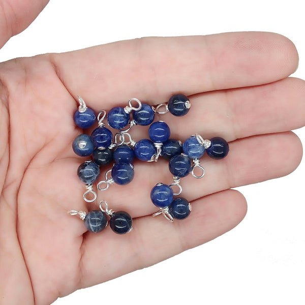 Sodalite 6mm Bead Charms, Blue Gemstone Dangles - Adorabilities Charms & Trinkets