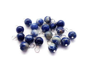 Tiny Sodalite Gemstone Dangles, 5-10 piece Blue Stone Charms