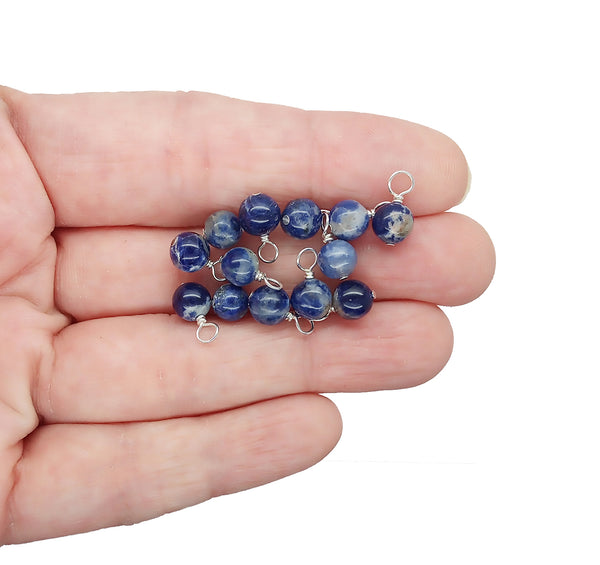 Tiny Sodalite Gemstone Dangles, 5-10 piece Blue Stone Charms