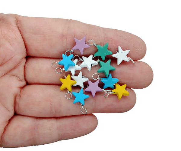 Pastel Star Charms, 5 Pairs for Earring Making