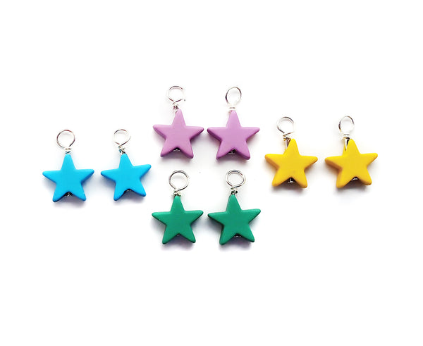 Pastel Star Charms, 5 Pairs for Earring Making