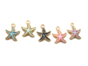 Pretty Starfish Charms - Golden Enamel Star Fish Ocean Charms - Adorabilities Charms & Trinkets