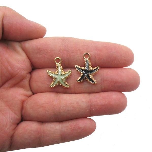 Pretty Starfish Charms - Golden Enamel Star Fish Ocean Charms - Adorabilities Charms & Trinkets