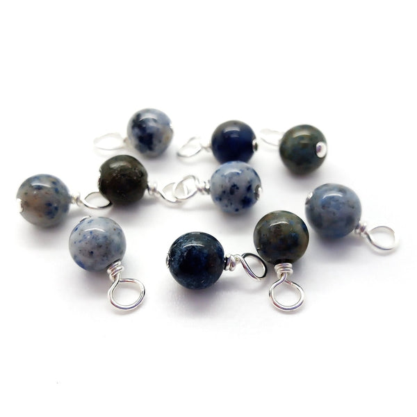 Sunset Dumortierite 6mm Bead Charms, Colorful Gemstone Dangles - Adorabilities Charms & Trinkets