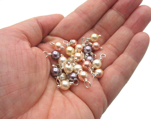 Charms made with Swarovski Crystal Pearls - Peach Cream Mauve 6mm Bead Dangles - Adorabilities Charms & Trinkets