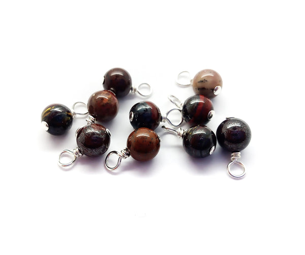 Tiger Iron 6mm Dangles, 5 to 10 pieces, Gemstone Bead Charms