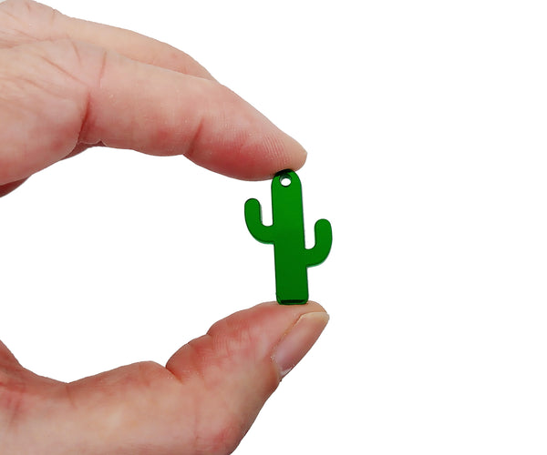 Tiny Cactus Charms, Cute Laser-Cut Acrylic Plant Pendants, 4pc