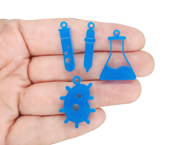 Tiny Science Charms - Cell Flask Pipette Virus Test Tube - Adorabilities Charms & Trinkets