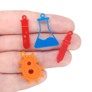 Tiny Science Charms - Cell Flask Pipette Virus Test Tube - Adorabilities Charms & Trinkets